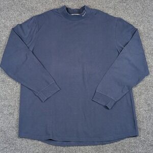 Nike Mens XL Mock Neck Long Sleeve Shirt Navy Blue Embroidered Swoosh Cotton